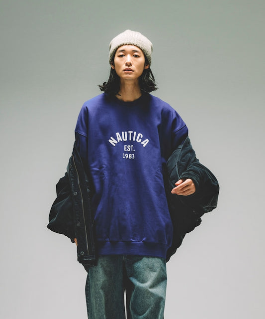 特價 NAUTICA 字母Logo 圓領大學T Felt Patch Arch Logo Crewneck Sweatshirt