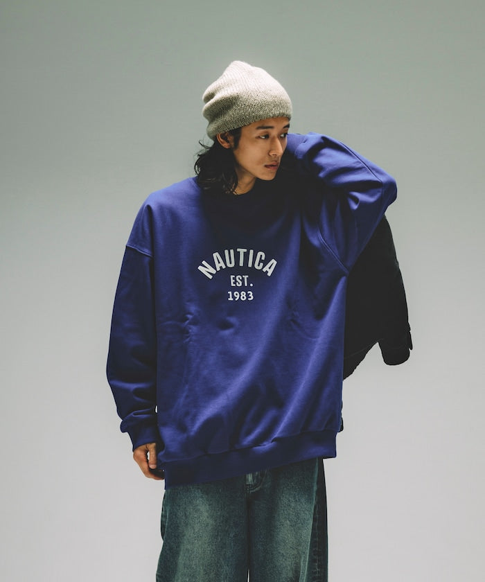 特價 NAUTICA 字母Logo 圓領大學T Felt Patch Arch Logo Crewneck Sweatshirt