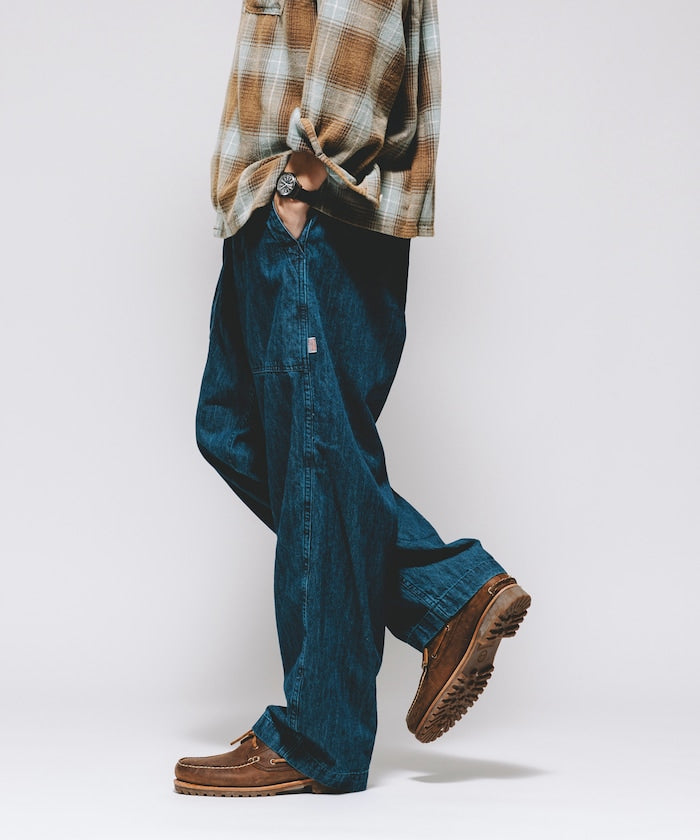 HINSON 限定 寬版錐形剪裁織帶工裝牛仔褲