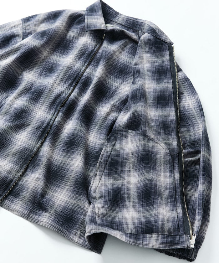 FREAK'S STORE 寬版漸層格紋拉鍊夾克外套