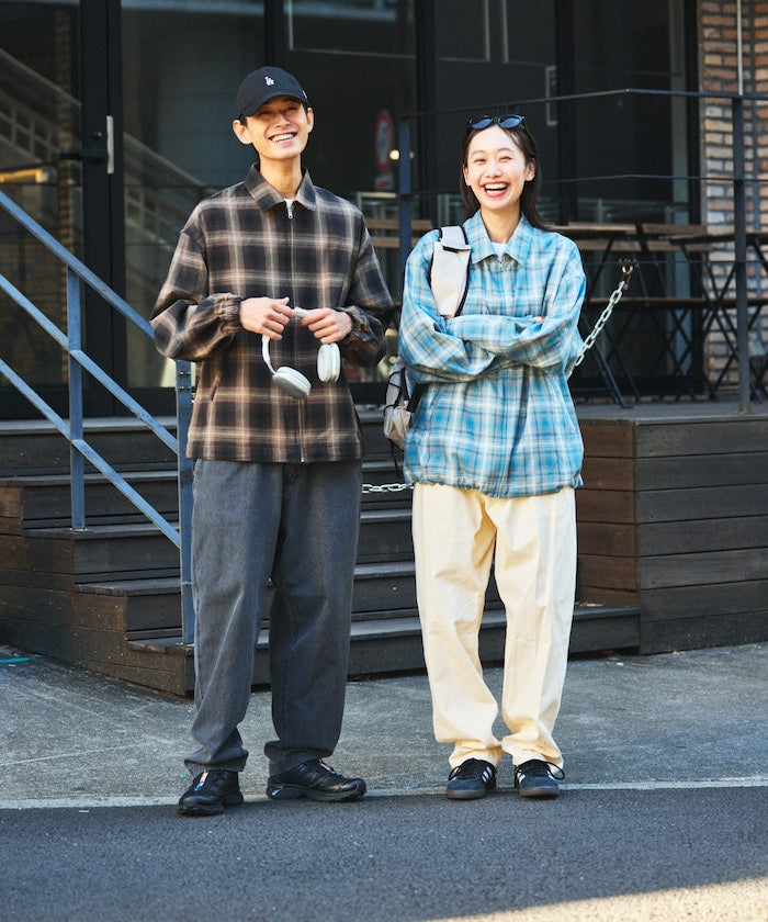 FREAK'S STORE 寬版漸層格紋拉鍊夾克外套