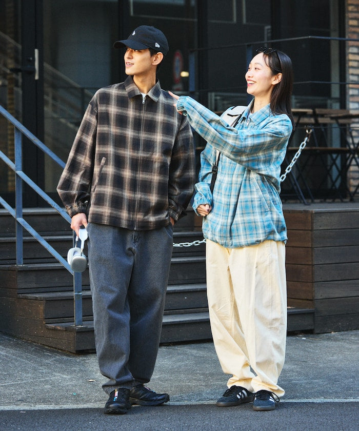 FREAK'S STORE 寬版漸層格紋拉鍊夾克外套