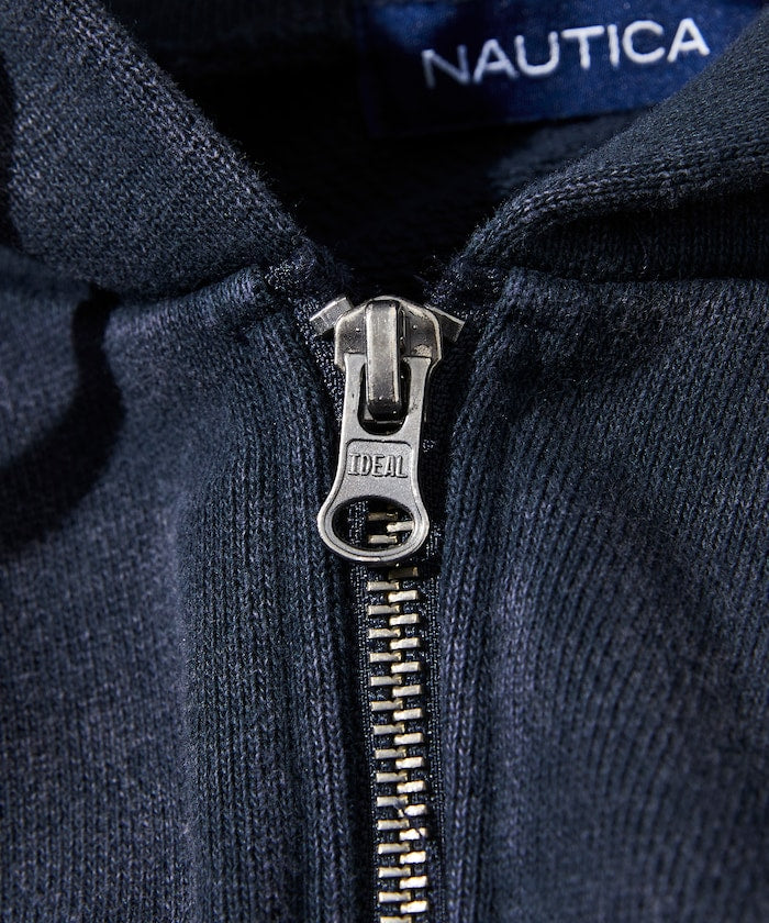 NAUTICA 漂染復古Logo拉鍊連帽外套 Bleach Washed Hidden Logo Sweat Zip Hoodie