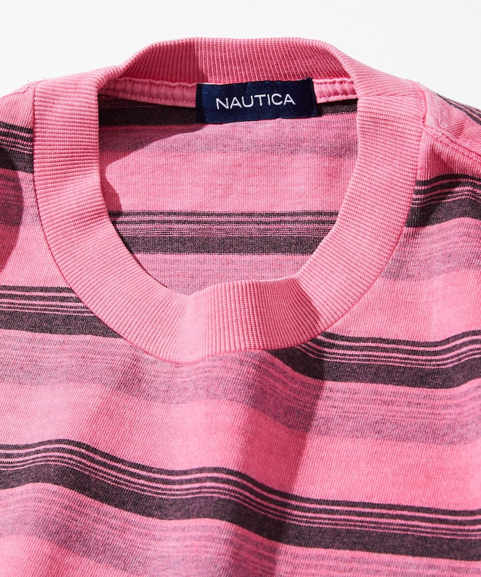 NAUTICA 復古染色Logo條紋短袖T恤上衣
