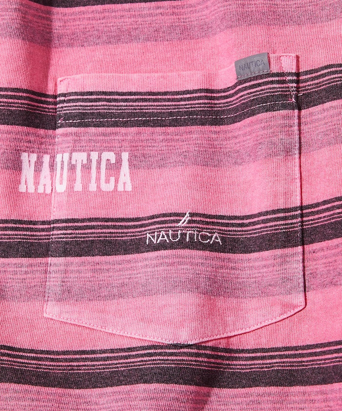 NAUTICA 復古染色Logo條紋短袖T恤上衣