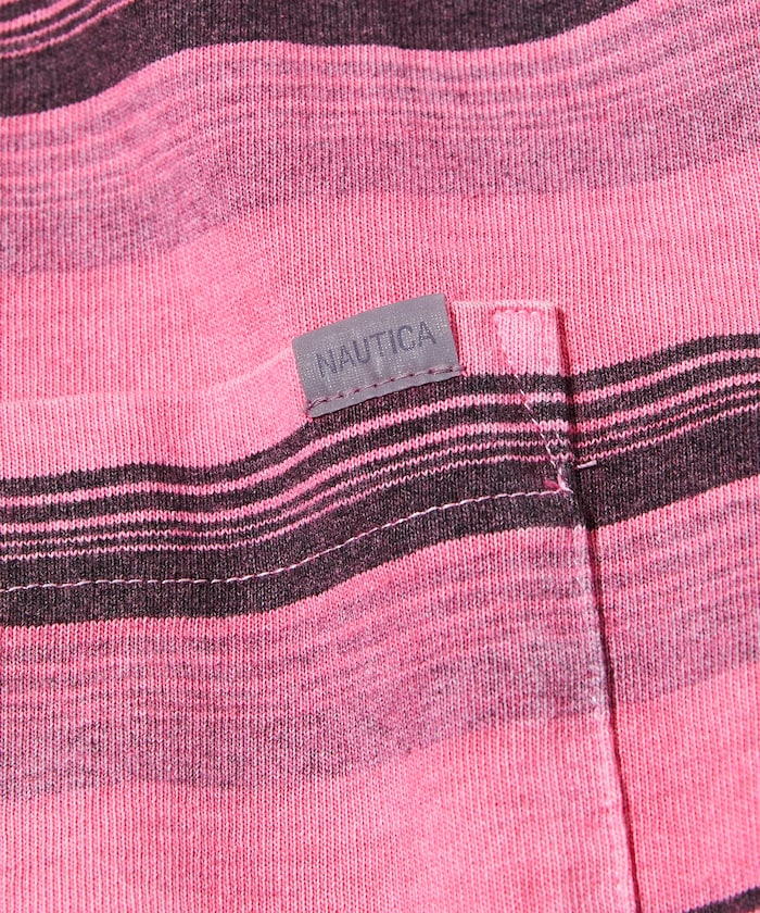 NAUTICA 復古染色Logo條紋短袖T恤上衣