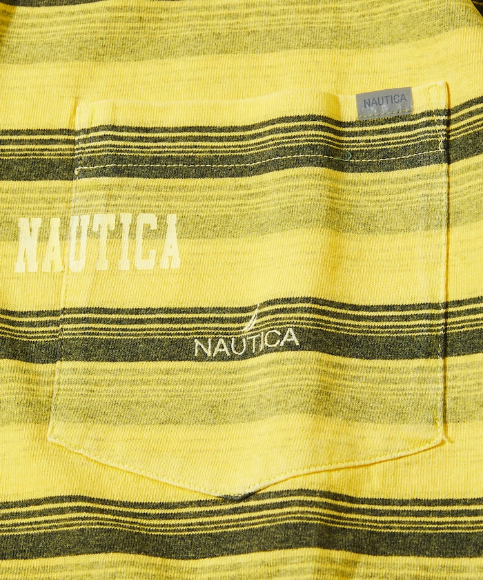 NAUTICA 復古染色Logo條紋短袖T恤上衣