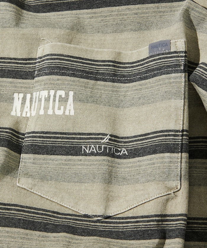 NAUTICA 復古染色Logo條紋短袖T恤上衣