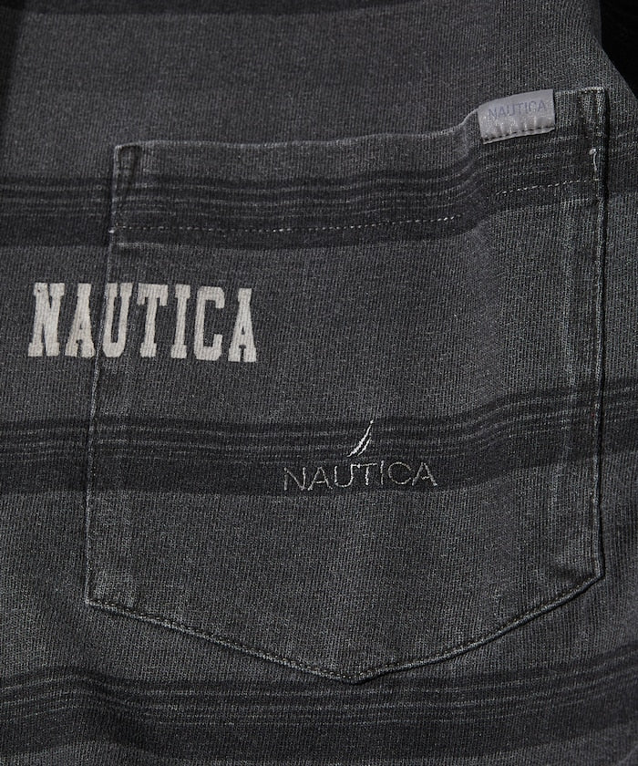 NAUTICA 復古染色Logo條紋短袖T恤上衣