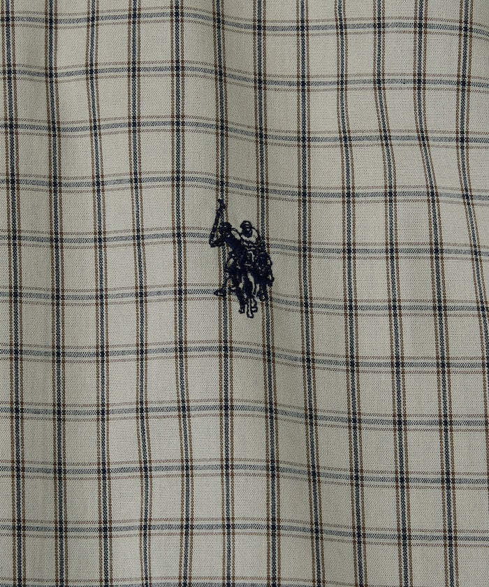 U.S. POLO ASSN. one-point embroidered check short sleeve shirt 限定刺繡格紋短袖襯衫