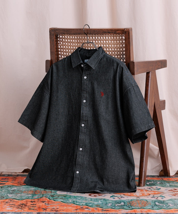 限定款 PUBLUX U.S. POLO ASSN. 刺繡牛仔丹寧短袖襯衫