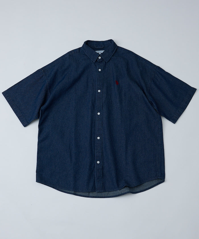 限定款 PUBLUX U.S. POLO ASSN. 刺繡牛仔丹寧短袖襯衫