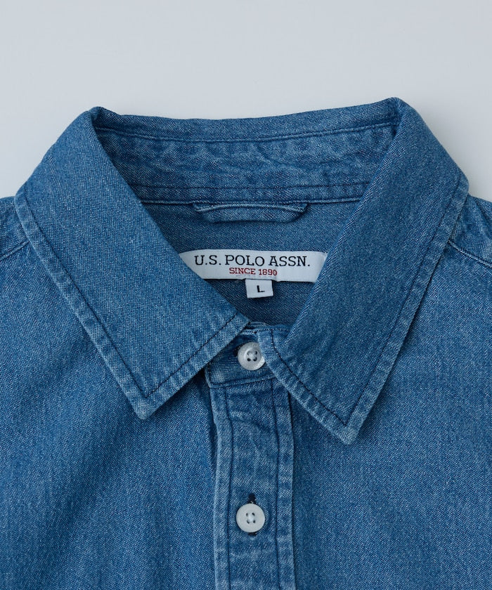 限定款 PUBLUX U.S. POLO ASSN. 刺繡牛仔丹寧短袖襯衫