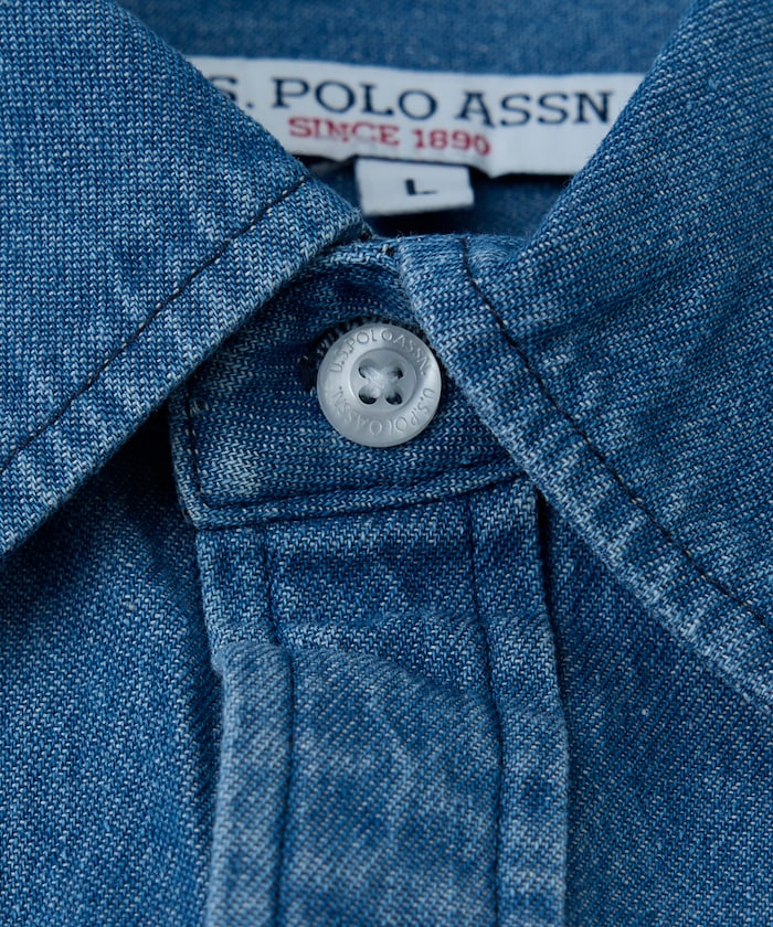 限定款 PUBLUX U.S. POLO ASSN. 刺繡牛仔丹寧短袖襯衫