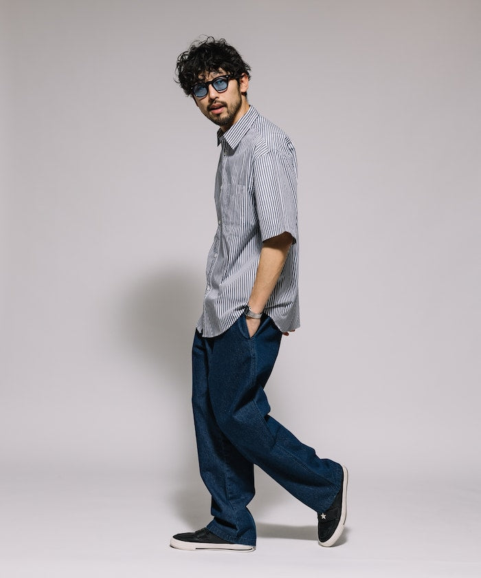 FREAK'S STORE Typewriter Regular Collar Short Sleeve Striped Shirt 短袖條紋襯衫