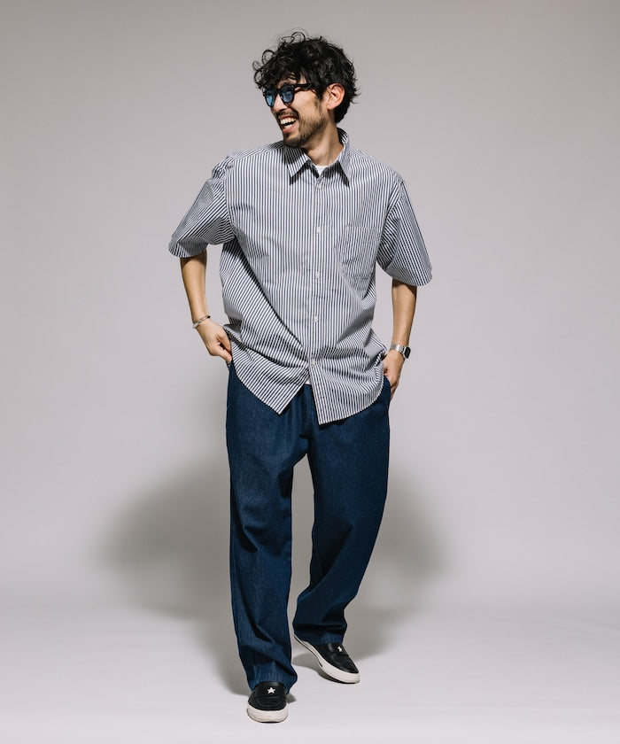 FREAK'S STORE Typewriter Regular Collar Short Sleeve Striped Shirt 短袖條紋襯衫