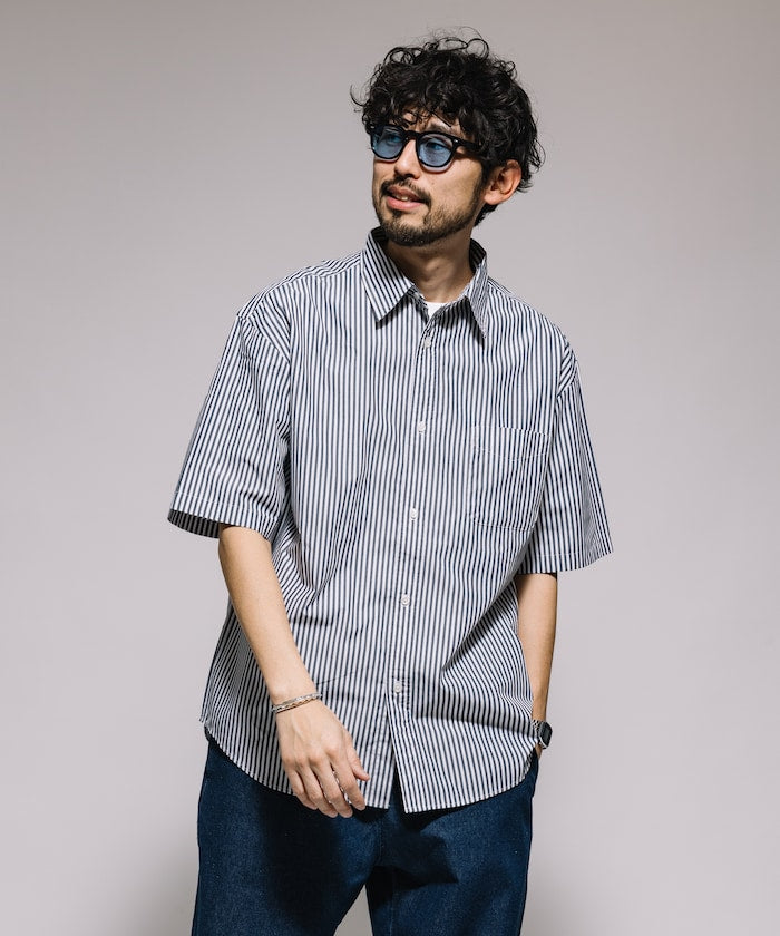 FREAK'S STORE Typewriter Regular Collar Short Sleeve Striped Shirt 短袖條紋襯衫