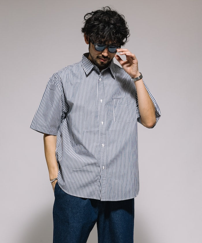FREAK'S STORE Typewriter Regular Collar Short Sleeve Striped Shirt 短袖條紋襯衫