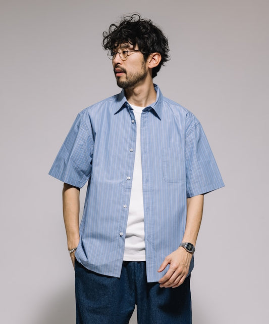 FREAK'S STORE Typewriter Regular Collar Short Sleeve Striped Shirt 短袖條紋襯衫