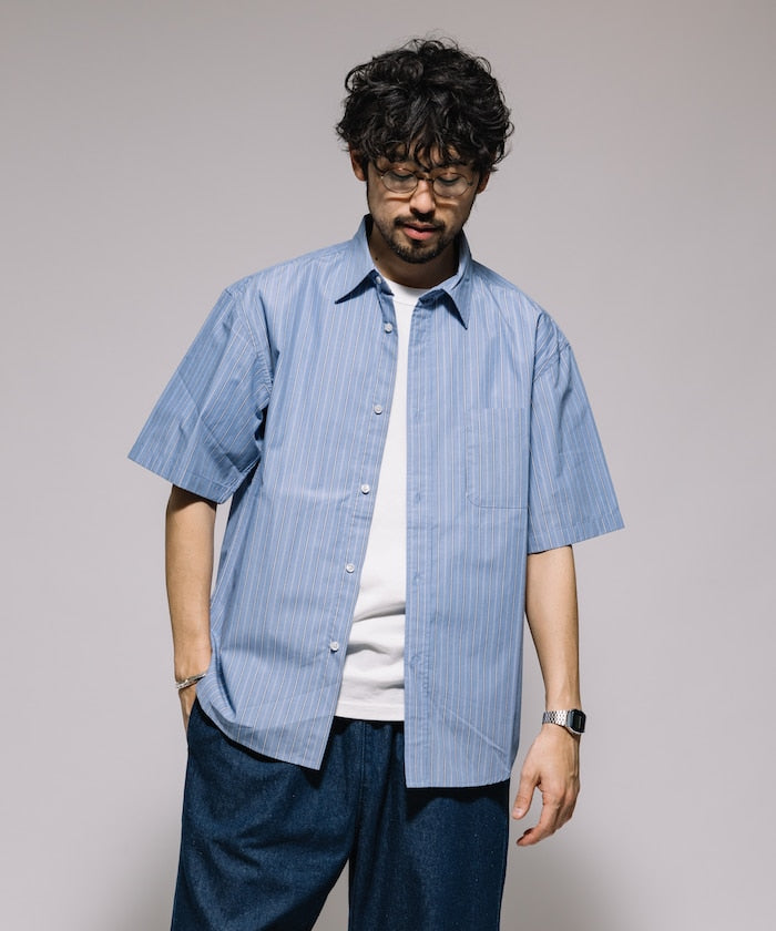FREAK'S STORE Typewriter Regular Collar Short Sleeve Striped Shirt 短袖條紋襯衫