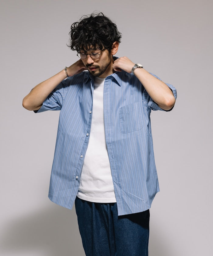 FREAK'S STORE Typewriter Regular Collar Short Sleeve Striped Shirt 短袖條紋襯衫