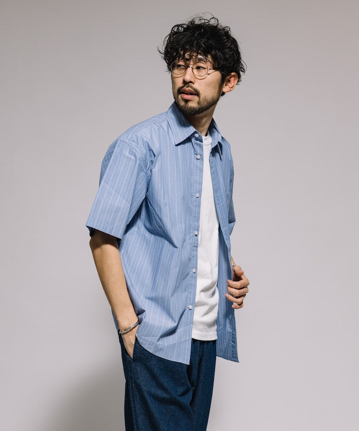 FREAK'S STORE Typewriter Regular Collar Short Sleeve Striped Shirt 短袖條紋襯衫