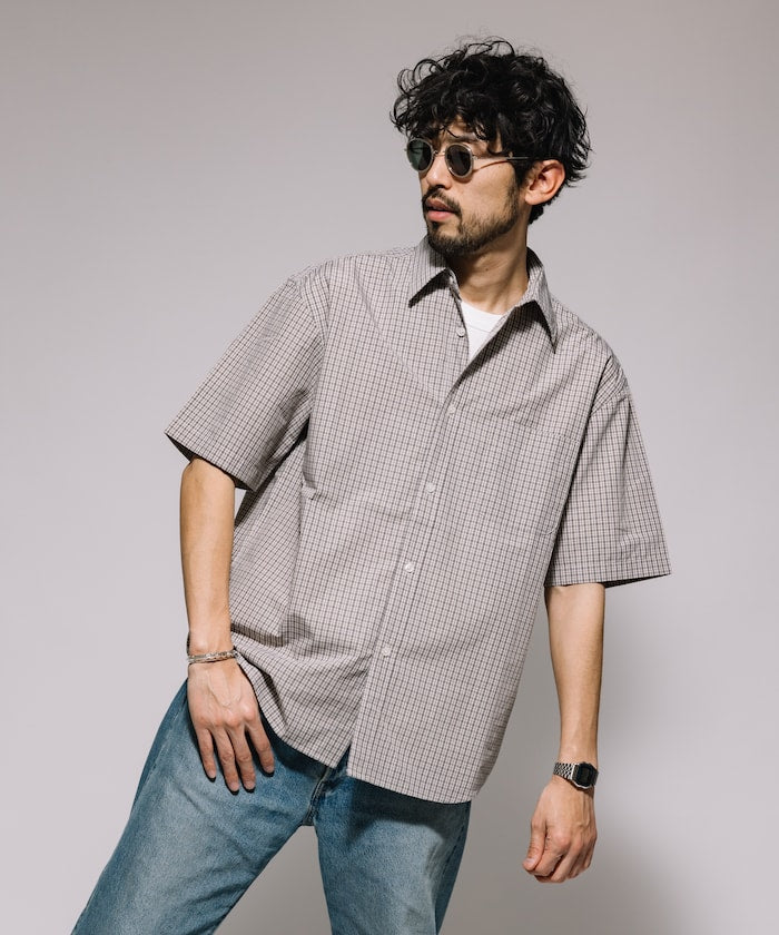 FREAK'S STORE Relaxed Fit Typewriter Regular Collar Short Sleeve Check Shirt 短袖格紋襯衫