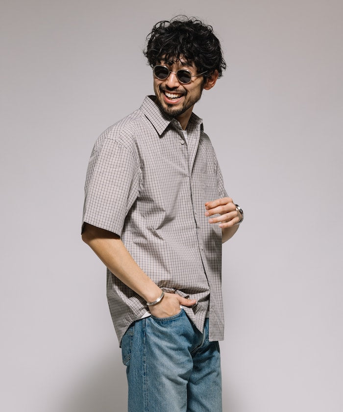 FREAK'S STORE Relaxed Fit Typewriter Regular Collar Short Sleeve Check Shirt 短袖格紋襯衫
