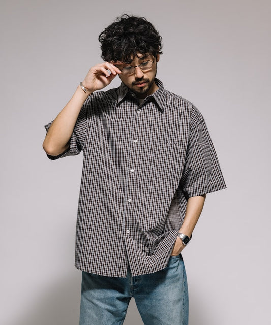 FREAK'S STORE Relaxed Fit Typewriter Regular Collar Short Sleeve Check Shirt 短袖格紋襯衫