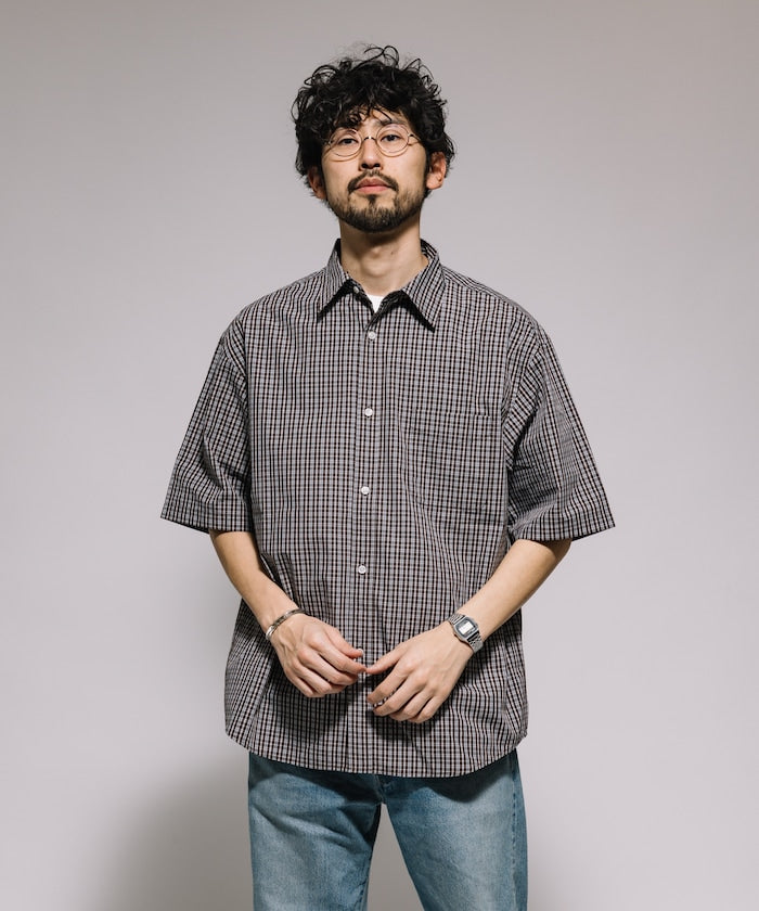 FREAK'S STORE Relaxed Fit Typewriter Regular Collar Short Sleeve Check Shirt 短袖格紋襯衫
