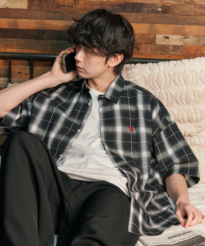 U.S. POLO ASSN. one-point embroidered check short sleeve shirt 限定刺繡格紋短袖襯衫