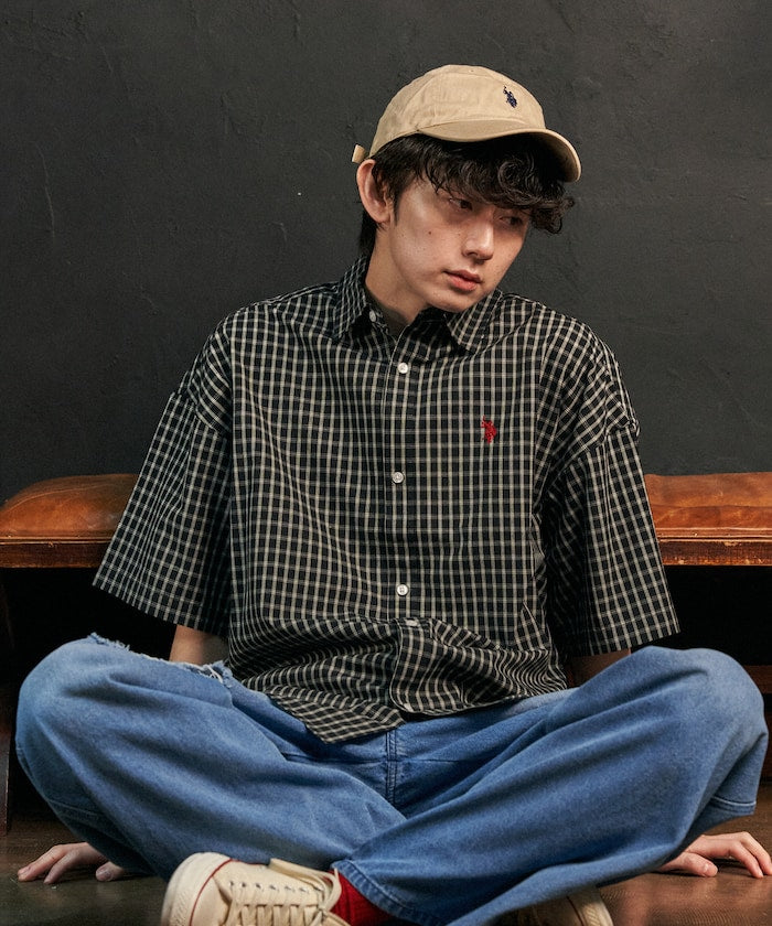 U.S. POLO ASSN. one-point embroidered check short sleeve shirt 限定刺繡格紋短袖襯衫
