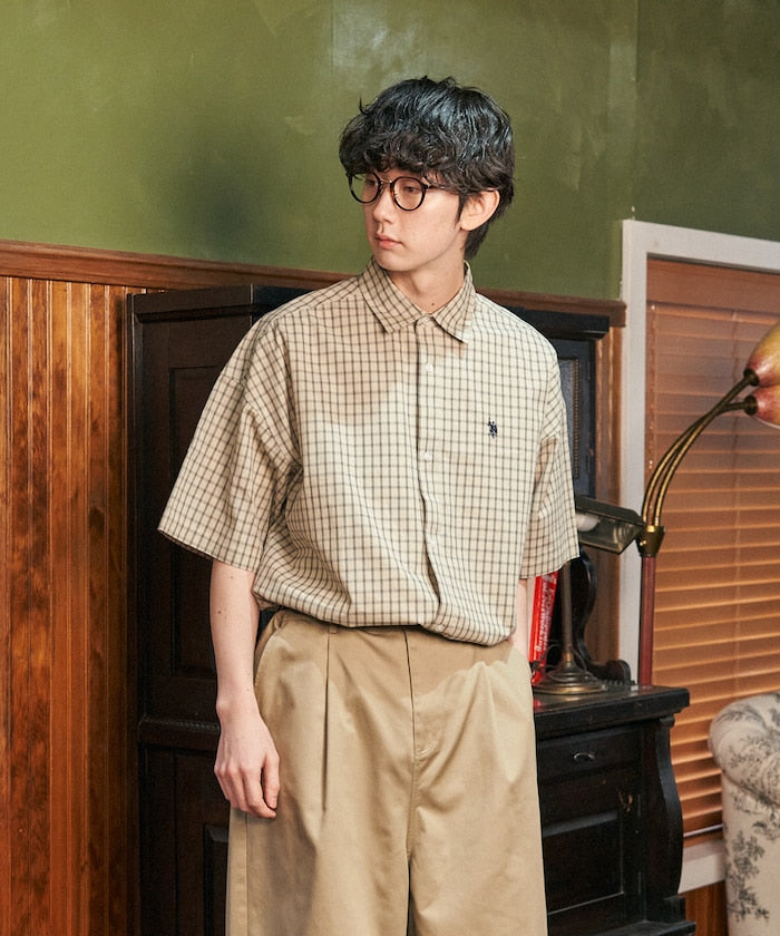 U.S. POLO ASSN. one-point embroidered check short sleeve shirt 限定刺繡格紋短袖襯衫