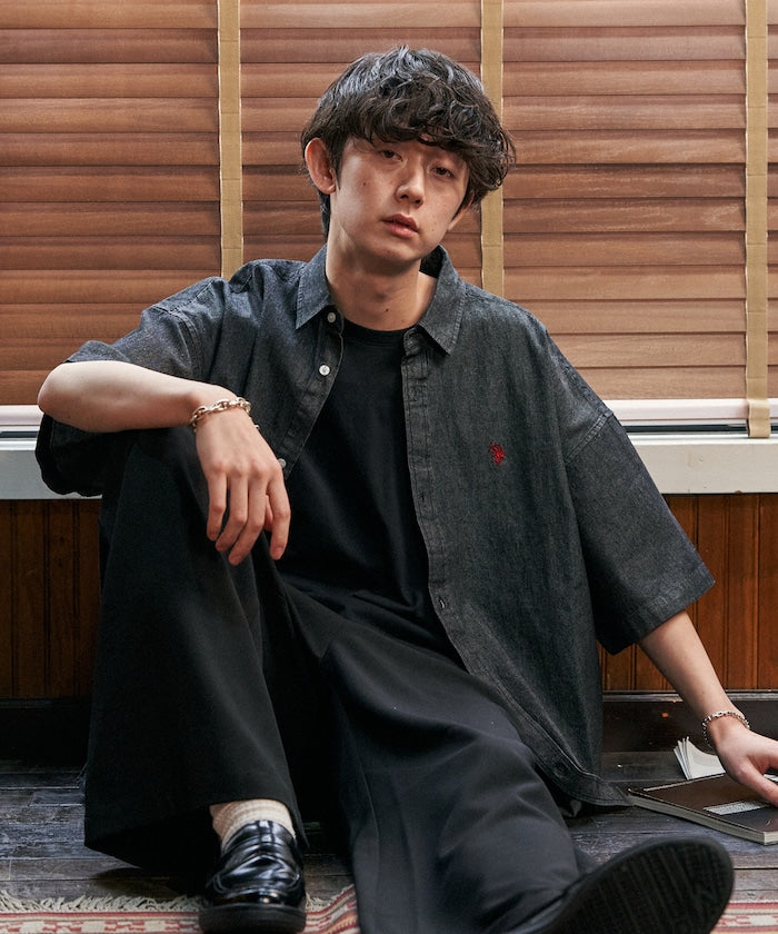 限定款 PUBLUX U.S. POLO ASSN. 刺繡牛仔丹寧短袖襯衫