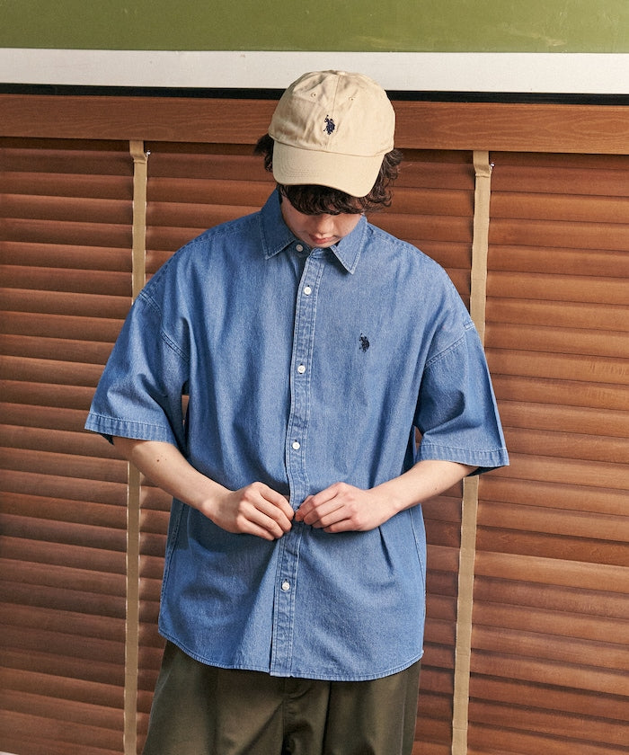 限定款 PUBLUX U.S. POLO ASSN. 刺繡牛仔丹寧短袖襯衫