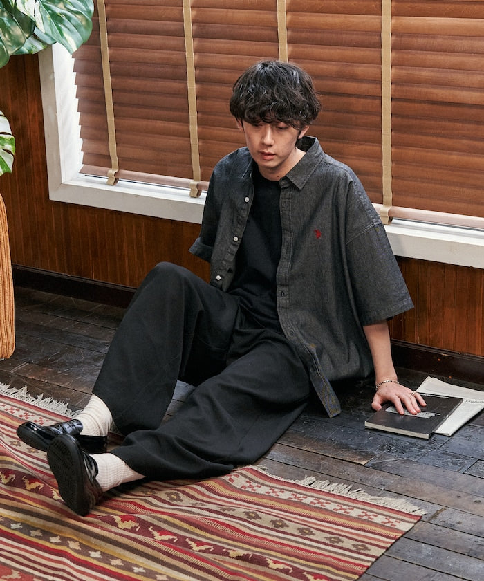 U.S. POLO ASSN. Custom embroidered denim short sleeve shirt  限定刺繡短袖襯衫