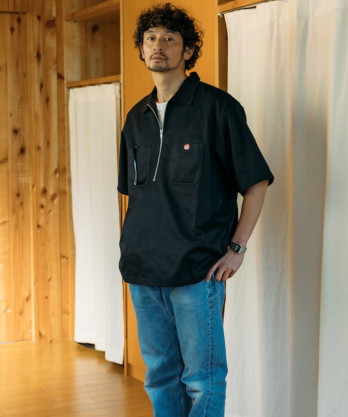 RED KAP relaxed fit half zip one point logo Short 半拉鍊工裝短袖襯衫