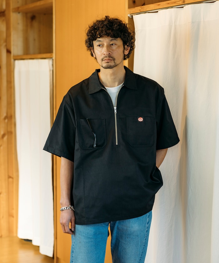 RED KAP relaxed fit half zip one point logo Short 半拉鍊工裝短袖襯衫