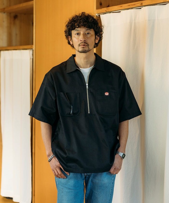 RED KAP relaxed fit half zip one point logo Short 半拉鍊工裝短袖襯衫