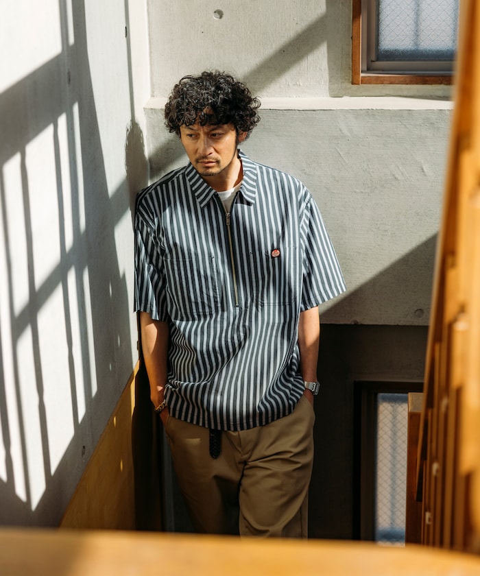 RED KAP relaxed fit half zip one point logo Short 半拉鍊口袋短袖襯衫
