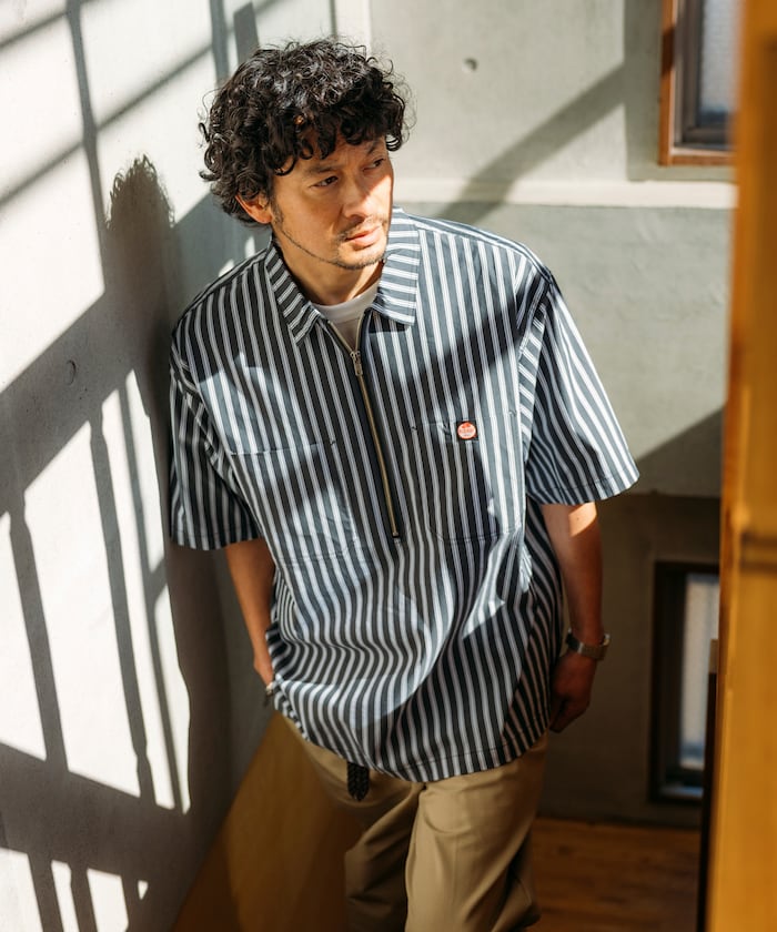 RED KAP relaxed fit half zip one point logo Short 半拉鍊口袋短袖襯衫