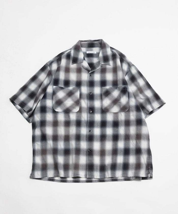 FREAK’S STORE Murabreach processed open collar ombre check shirt 漸層格紋短袖襯衫