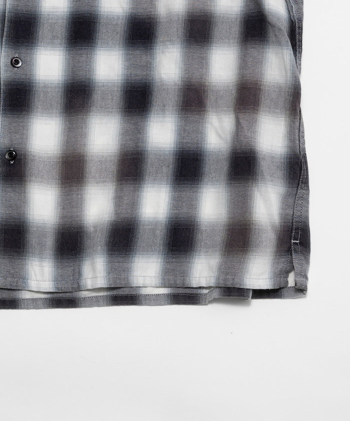 FREAK’S STORE Murabreach processed open collar ombre check shirt 漸層格紋短袖襯衫