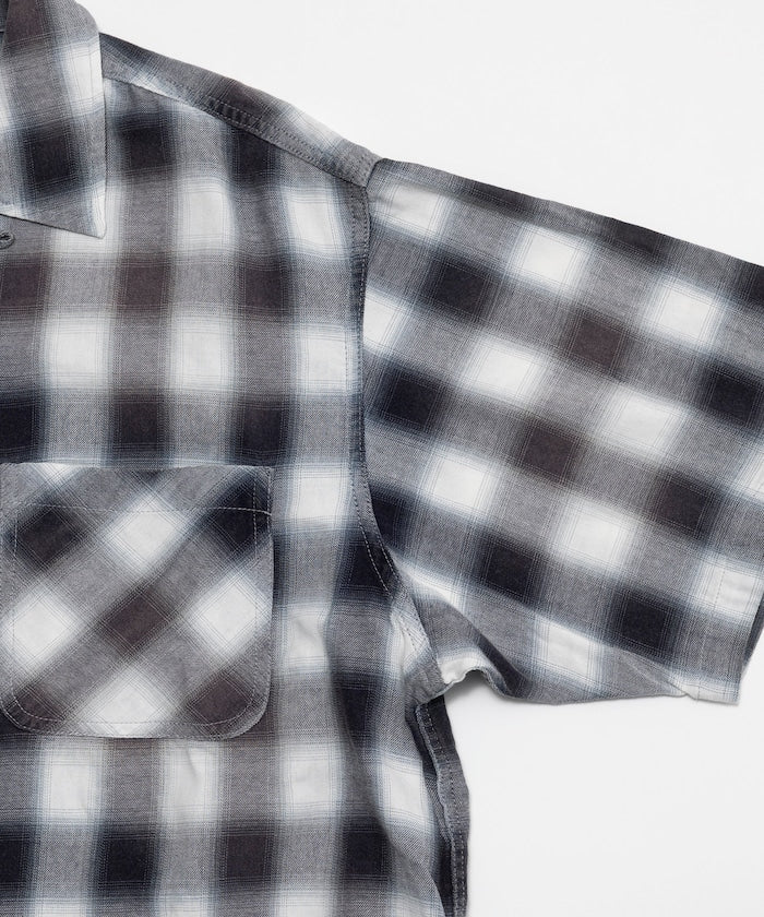 FREAK’S STORE Murabreach processed open collar ombre check shirt 漸層格紋短袖襯衫