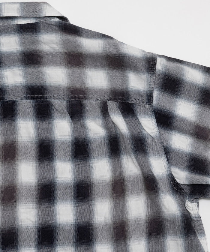 FREAK’S STORE Murabreach processed open collar ombre check shirt 漸層格紋短袖襯衫