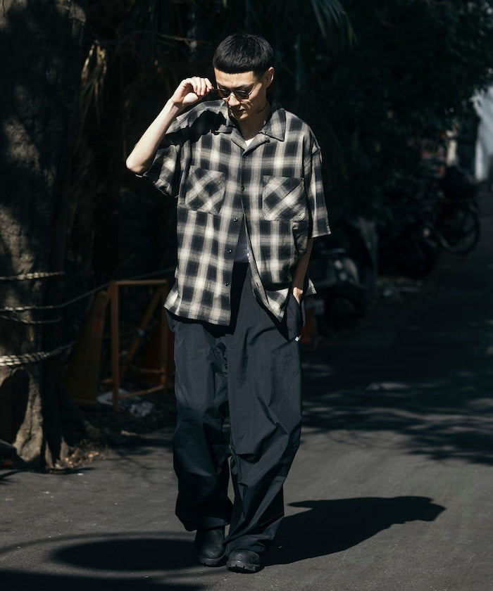 FREAK’S STORE Murabreach processed open collar ombre check shirt 漸層格紋短袖襯衫