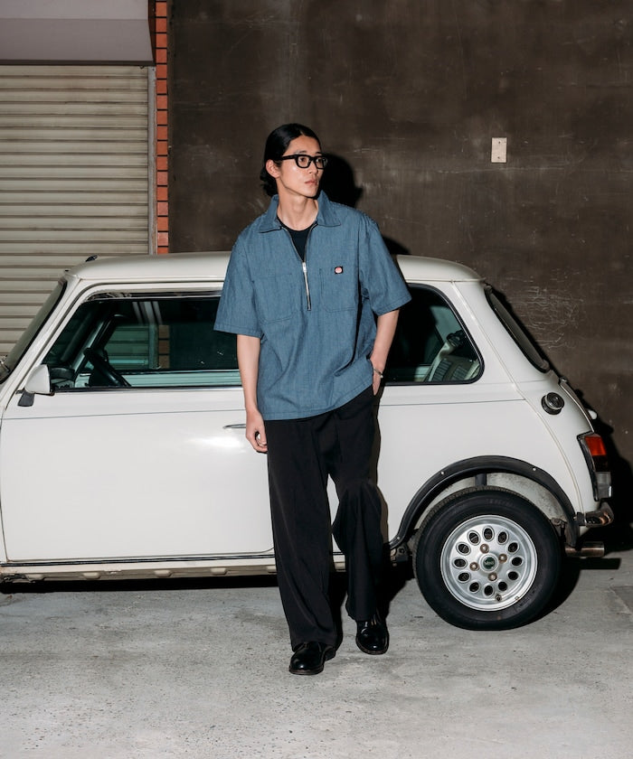 RED KAP relaxed fit half zip one point logo Short 半拉鍊口袋短袖襯衫