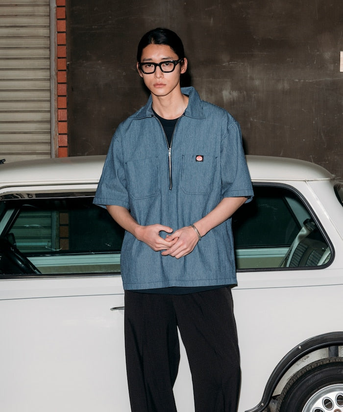 RED KAP relaxed fit half zip one point logo Short 半拉鍊口袋短袖襯衫