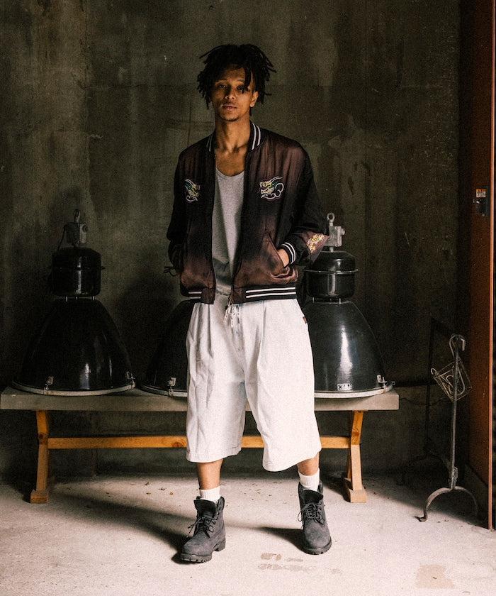 RED KAP 2TUCK BAGGY WIDE DENIM SHORTS PANTS 打褶牛仔短褲