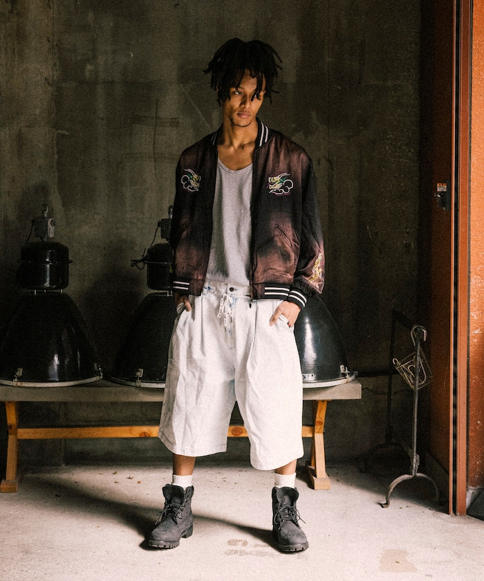 RED KAP 2TUCK BAGGY WIDE DENIM SHORTS PANTS 打褶牛仔短褲